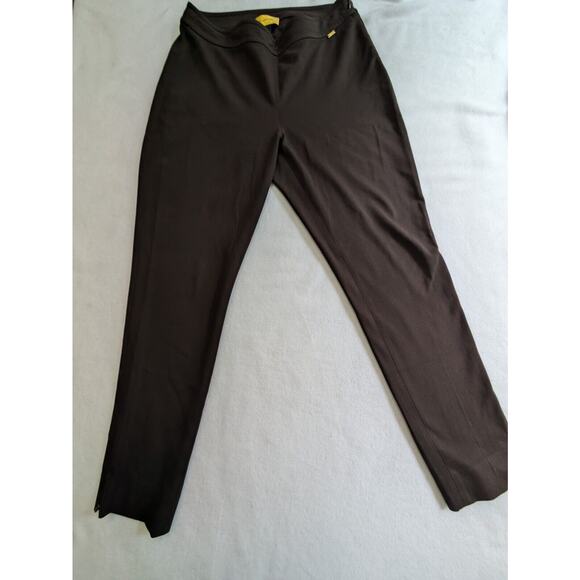 Vtg St. John pants brown size 10 straight leg ankle zip work office knit trouser - Picture 1 of 12